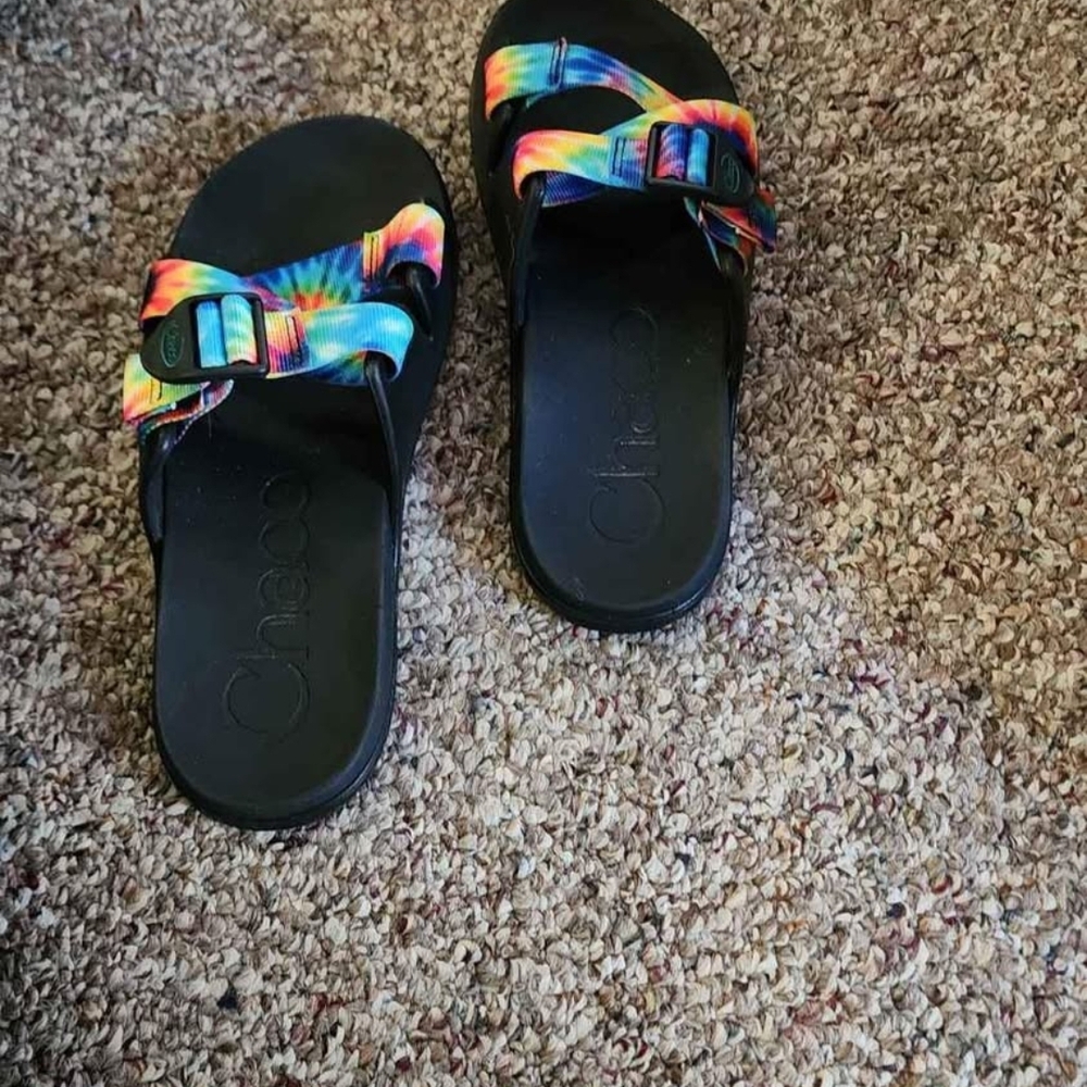 Chaco Sandals with Black Base and Tie-Dye Straps